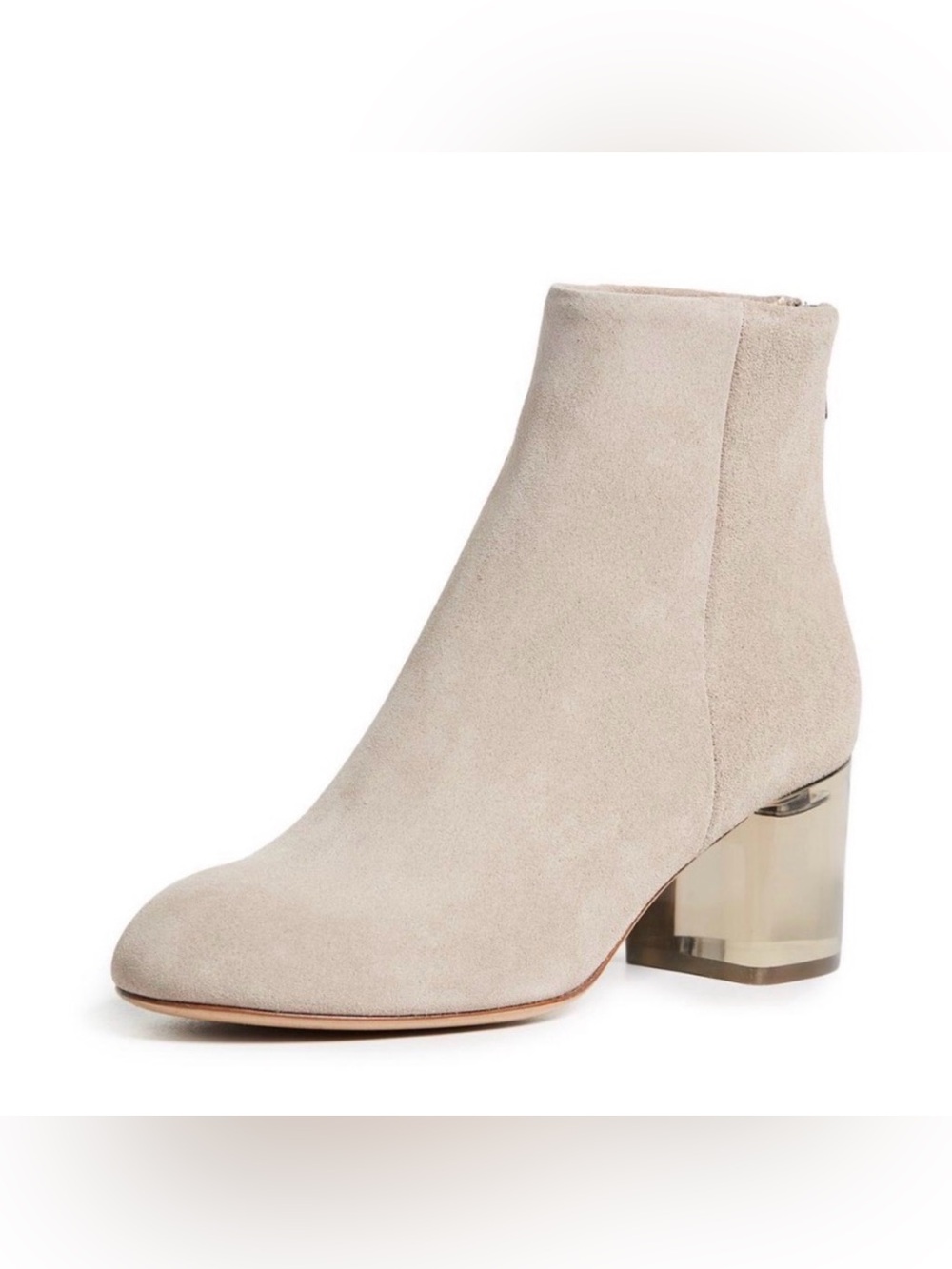 Rag & Bone Drea Suede Ankle Boots Booties in Light Gray with Block Heel NEW